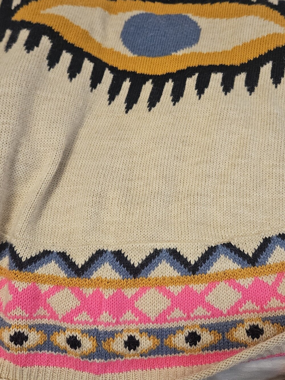 Authentic Mara Hoffman Alpaca Evil Eye Poncho Sweater